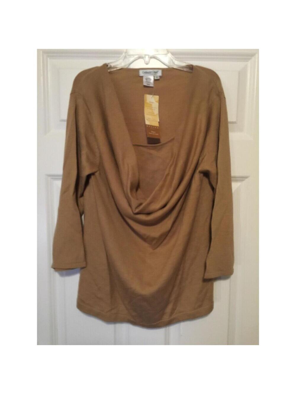NWT Women's Goldwater Creek Light brown sweater S SMALL Wool blend / Cashmere